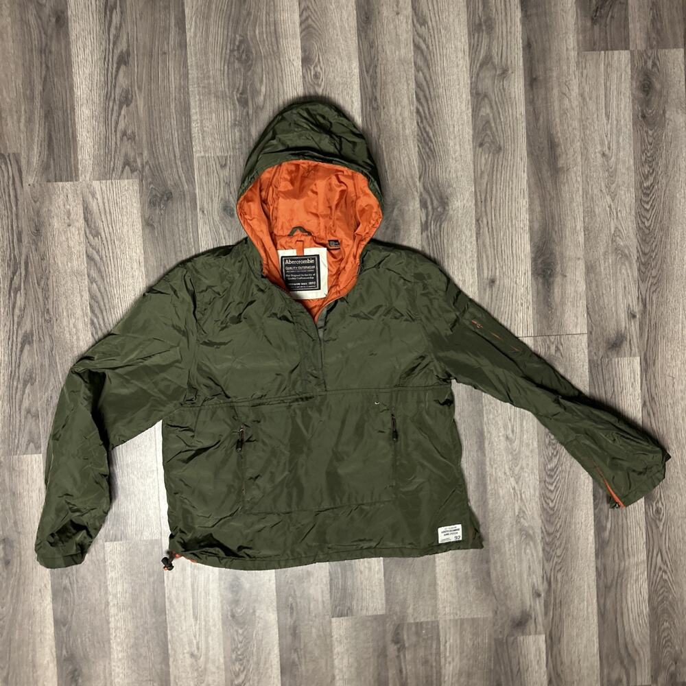 Women’s abercrombie quality half zip windbreaker green pullover jacket Medium